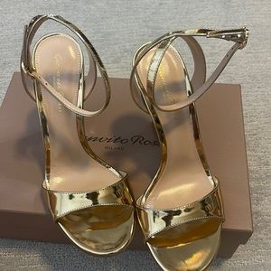 Gianvito Rossi Gold Metallic Sandals 38.5